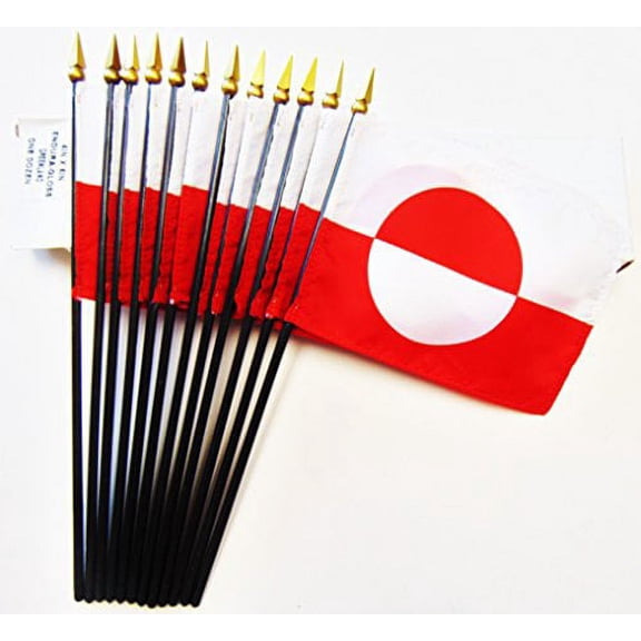 Box of 12 Mini Greenland Desk & Table Flags (4"x6") - High-Quality American-Made Greenland Flags