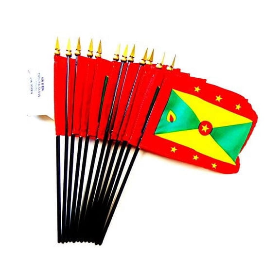 Box of 12 Mini Grenada Desk & Table Flags (4"x6") - High-Quality American-Made Grenadian Flags