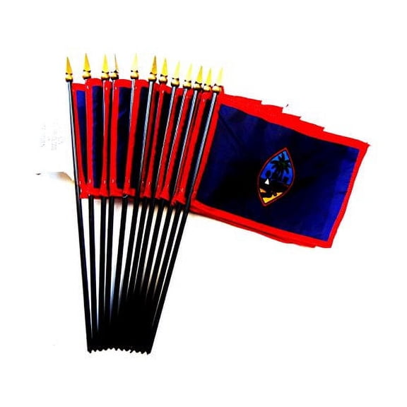 Box of 12 Mini Guam Desk & Table Flags (4"x6") - High-Quality American-Made Guam Flags