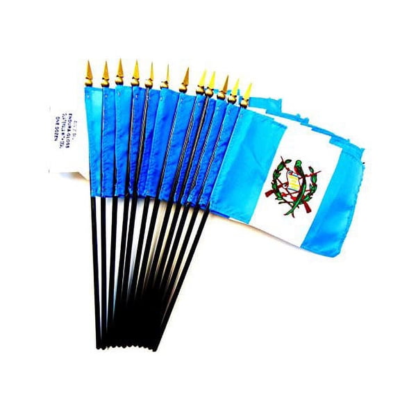 Box of 12 Mini Guatemala Desk & Table Flags (4"x6") - High-Quality American-Made Guatemalan Flags