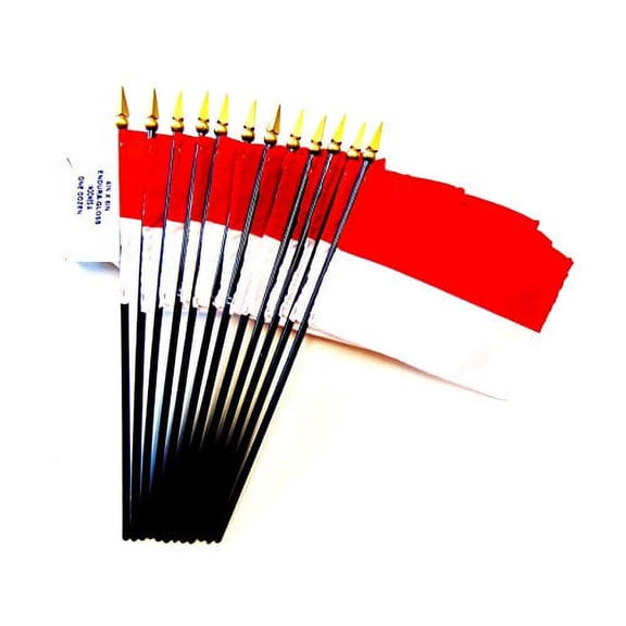 Box of 12 Mini Indonesia Desk & Table Flags (4"x6") - High-Quality American-Made Indonesian Flags