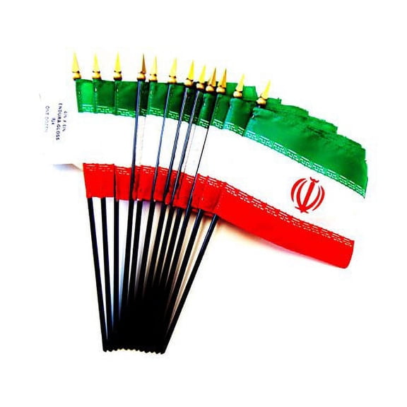 Box of 12 Mini Iran Desk & Table Flags (4"x6") - High-Quality American-Made Iranian Flags