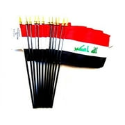 صندوق يحتوي على 12 علمًا صغيرًا للمكتب والطاولة العراقية مقاس 4x6 - أعلام عراقية عالية الجودة مصنوعة في أمريكا