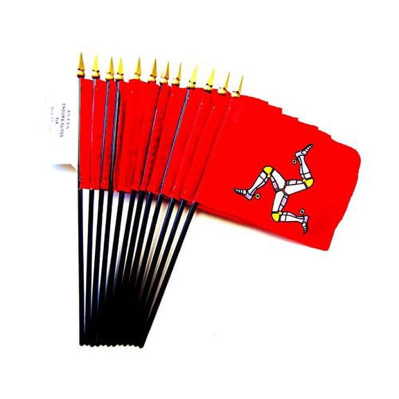 Box of 12 Mini Isle of Man Desk & Table Flags (4"x6") - High-Quality American-Made Isle of Man Flags