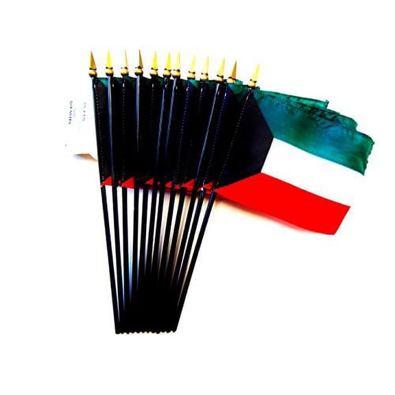 Box of 12 Mini Kuwait Desk & Table Flags (4"x6") - High-Quality American-Made Kuwaiti Flags