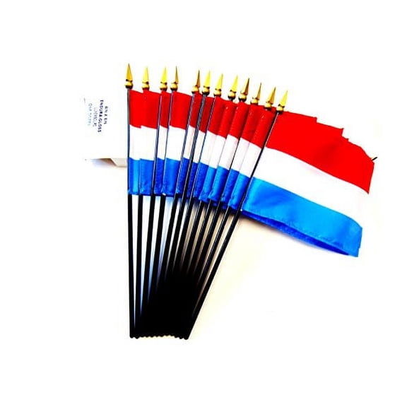 Box of 12 Mini Luxembourg Desk & Table Flags (4"x6") - High-Quality American-Made Luxembourger Flags
