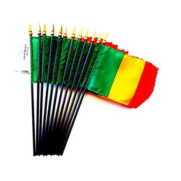 Box of 12 Mini Mali Desk & Table Flags (4"x6") - High-Quality American-Made Mali Flags