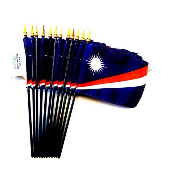 Box of 12 Mini Marshal Islands Desk & Table Flags (4"x6") - High-Quality American-Made Marshal Islands Flags