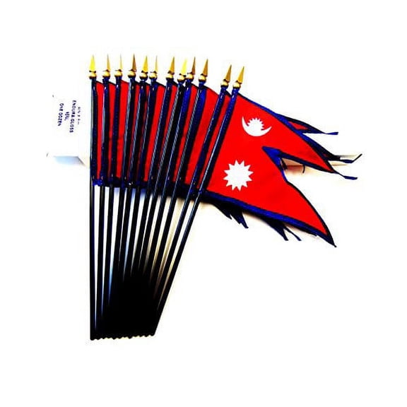 Box of 12 Mini Nepal Desk & Table Flags (4"x6") - High-Quality American-Made Nepalese Flags