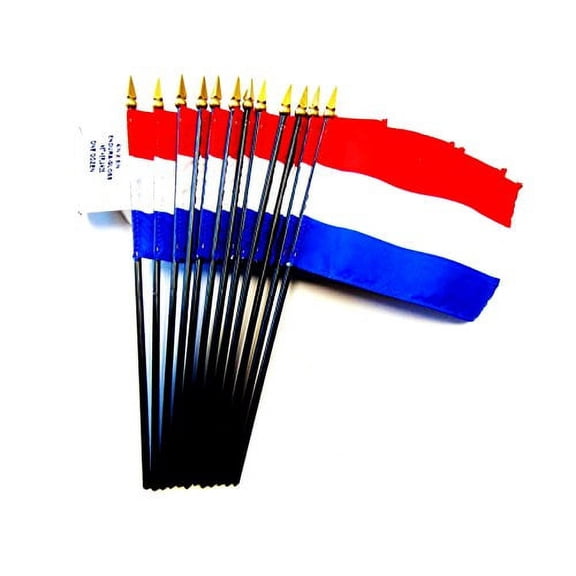 Box of 12 Mini Netherlands Desk & Table Flags (4"x6") - High-Quality American-Made Dutch Flags