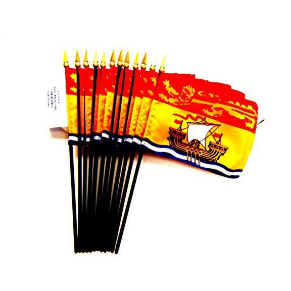 Box of 12 New Brunswick 4"x6" Miniature Desk & Table Flags; 12 American Made Small Mini Canadian Province Flags in a Custom Made Cardboard Box Specifically Made for These Flags