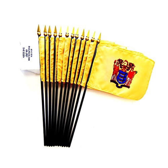 Box of 12 New Jersey 4"x6" Miniature Desk & Table Flags; 12 American Made Small Mini New Jersey State Flags in a Custom Made Cardboard Box Specifically Made for These Flags