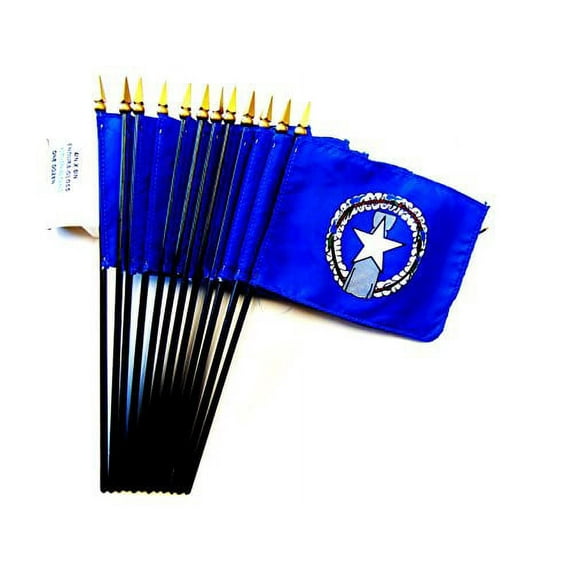Box of 12 Mini Northern Marianas Desk & Table Flags (4"x6") - High-Quality American-Made North Marianas Flags