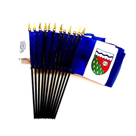 Box of 12 Northwest Territories 4"x6" Miniature Desk & Table Flags; 12 American Made Small Mini Canadian Province Flags in a Custom Made Cardboard Box Specifically Made for These Flags