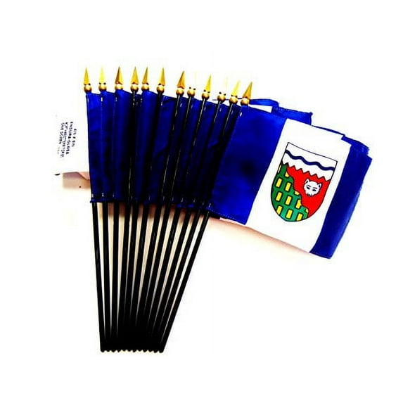 Box of 12 Northwest Territories 4"x6" Miniature Desk & Table Flags; 12 American Made Small Mini Canadian Province Flags in a Custom Made Cardboard Box Specifically Made for These Flags