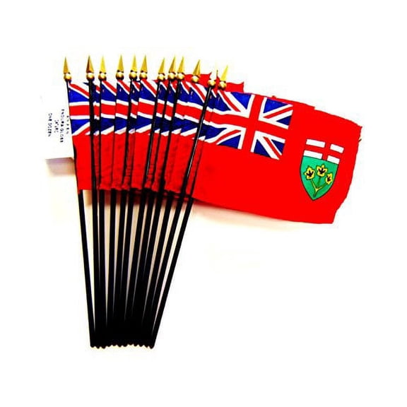 Box of 12 Ontario 4"x6" Miniature Desk & Table Flags; 12 American Made Small Mini Ontario Canadian Province Flags in a Custom Made Cardboard Box Specifically Made for These Flags