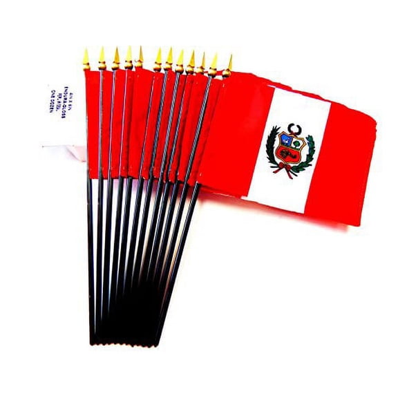 Box of 12 Mini Peru Desk & Table Flags (4"x6") - High-Quality American-Made Peruvian Flags