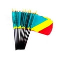 thumbnail image 1 of Box of 12 Republic of the Congo 4"x6" Miniature Desk & Table Flags; 12 American Made Small Mini Congolese Flags in a Custom Made Cardboard Box Specifically Made for These Flags, 1 of 1
