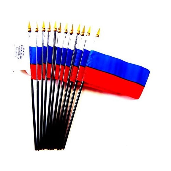 Box of 12 Mini Russia Desk & Table Flags (4"x6") - High-Quality American-Made Russian Flags