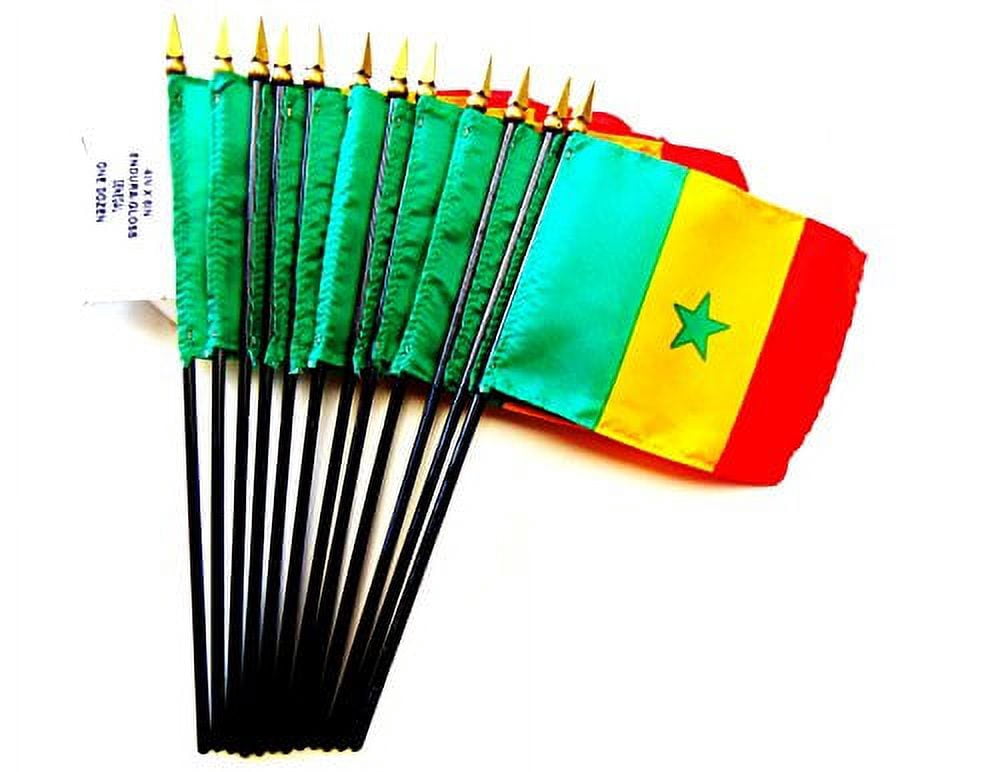 Box of 12 Mini Senegal Desk & Table Flags (4"x6") - High-Quality American-Made Senegalese Flags