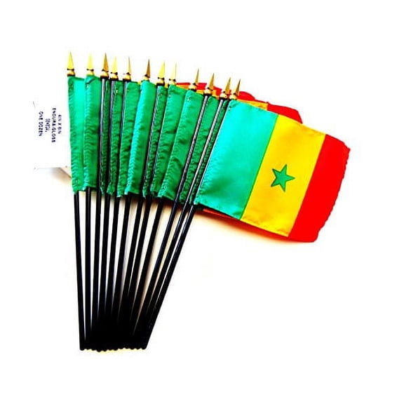 Box of 12 Mini Senegal Desk & Table Flags (4"x6") - High-Quality American-Made Senegalese Flags