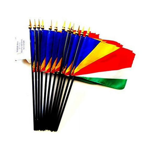 Box of 12 Mini Seychelles Desk & Table Flags (4"x6") - High-Quality American-Made Seychellois Flags