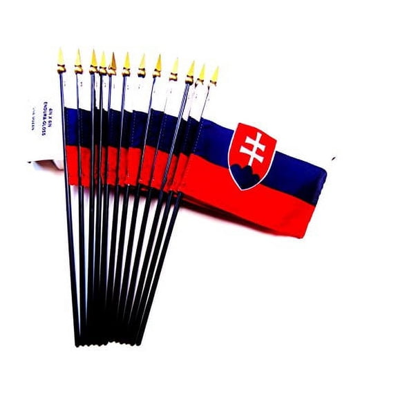 Box of 12 Mini Slovakia Desk & Table Flags (4"x6") - High-Quality American-Made Slovakian Flags
