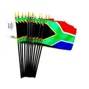 Box of 12 South Africa 4"x6" Miniature Desk & Table Flags; 12 American Made Small Mini South African Flags in a Custom Made Cardboard Box Specifically Made for These Flags
