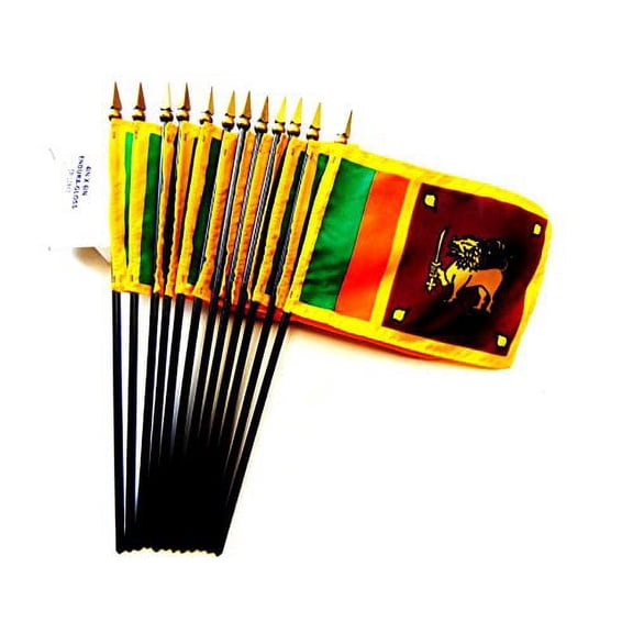 Box of 12 Mini Sri Lanka Desk & Table Flags (4"x6") - High-Quality American-Made Sri Lankan Flags