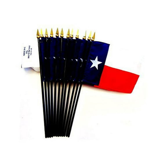 Box of 12 Texas 4"x6" Miniature Desk & Table Flags; 12 American Made Small Mini Texas State Flags in a Custom Made Cardboard Box Specifically Made for These Flags