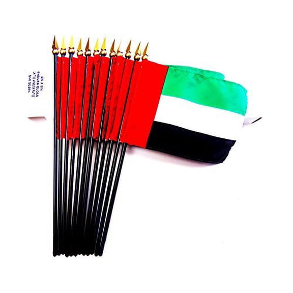 Box of 12 Mini UAE Desk & Table Flags (4"x6") - High-Quality American-Made United Arab Emirates Flags