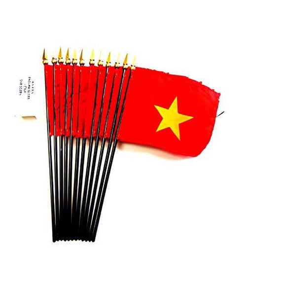 Box of 12 Mini Vietnam Desk & Table Flags (4"x6") - High-Quality American-Made Vietnamese Flags