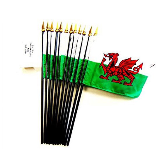 Box of 12 Mini Wales Desk & Table Flags (4"x6") - High-Quality American-Made Welsh Flags