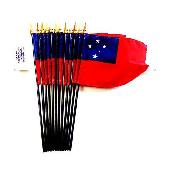 Box of 12 Mini Western Samoa Desk & Table Flags (4"x6") - High-Quality American-Made Samoan Flags