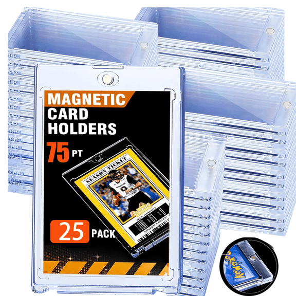 (Box 25) 75pt Magnetic Trading Card Holder One-Touch up to 35pt Thickness - Baseball Sports Card UV Protector Case