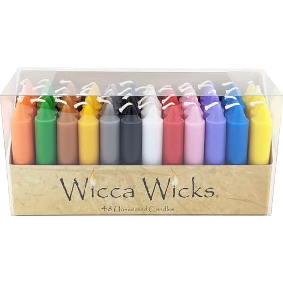 Box of 48 Colored Candles, 4 inches Tall & 3/4 inch Diameter: Witchcraft Supplies for Personal Wiccan Altar, Spells, Charms & Intentions, Witchy Room Decor  Home Decor