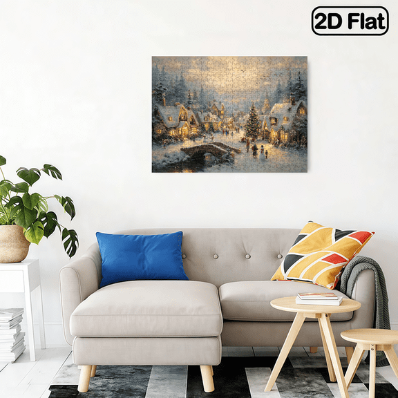 A Box of (500pcs) Adult Mini Puzzles, with Christmas Town Design - Scratch-Resistant, Challenging, Suitable for Adults, Family Entertainment, Home Decoration, And Gift Ideas to Challenge The Brain