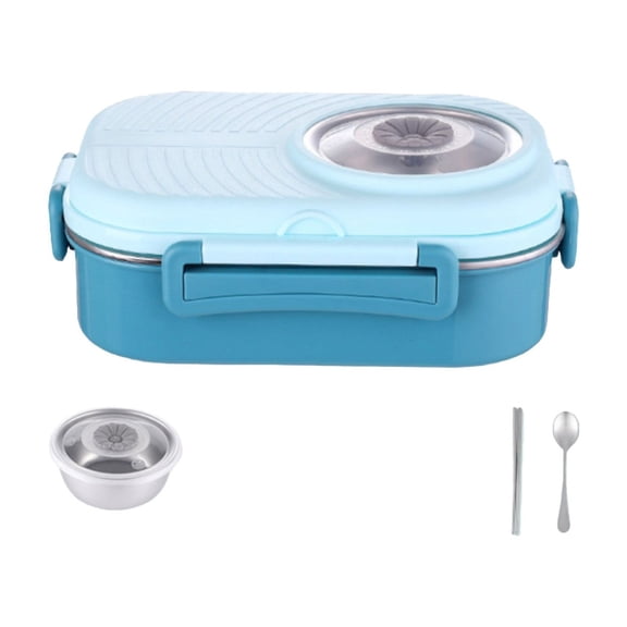 Box Adult, Lunch Containers For Adults Stainless Steel Compartment Double Layer Box with Silicone Sealing For Food, Salads, Fruits and Vegetables(A)