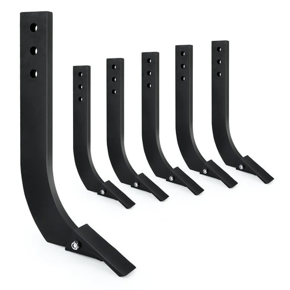 Box Blade Shank, 16'' Rip per Shank, 3 Holes Box Scraper Shank, Scarifier Shank with Removable Tapered Teeth and Pins, Adjustable Shanks Assembly for Replacement, Digging, Plowing, 6 Pack