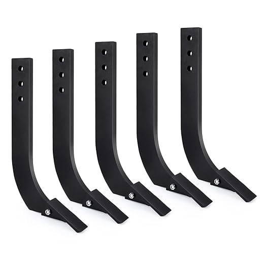 Box Blade Shank, 16''Shank, 3 Holes Box Scraper Shank, Scarifier Shank with Removable Tapered Teeth and Pins, Adjustable Shanks Assembly for Replacement, Digging, Plowing, 5 Pack