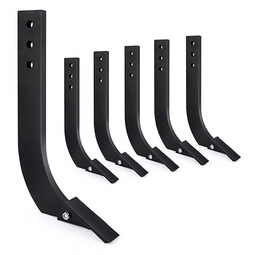 Box Blade Shank, 16 in Shank, 3 Holes Box Scraper Shank, Scarifier Shank with Removable Tapered Teeth and Pins, Adjustable Shanks Assembly for Replacement, Digging, Plowing, 6 Pack