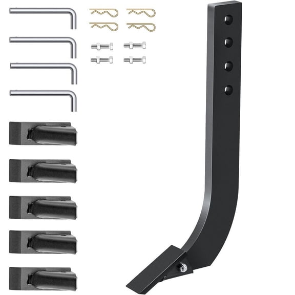 Box Blade Shank, 18'' Scarifier Shank, 4 Holes Box Scraper Shank, Ripper Shank with Removable Tapered Teeth and Pins, Adjustable Shanks Assembly for Replacement, Digging, Plowing, 4PCS