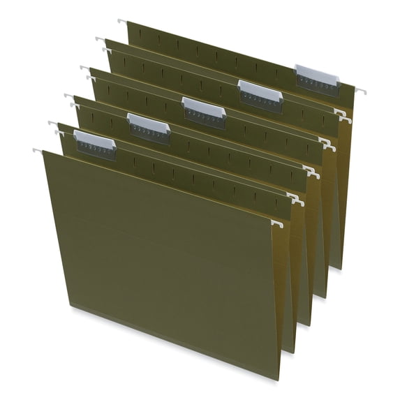 Universal UNV14141 1/5-Cut Tab Box Bottom Hanging File Folders - Letter Size, Standard Green (25/Box)
