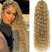 Box Braids Crochet Hair for Black Women 24 Inch 7 Packs Goddess Crochet Box Braids with Curly Ends Pre Looped Bohomian Synthetic Crochet Braiding Hair Extensions P27/613