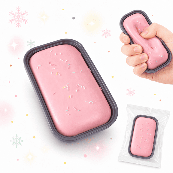 Box Cake Squishy Toy, Extra Soft Slow Rise Cake Squeeze Toy with Moist Sticky Feel, Realistic Cake Shaped Fidget Toy for Tactile Play, Desk Decor and Novelty Gift