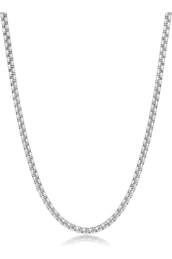 Box Chain for Men, Silver Tone/14K Gold Plated/Black Stainless Steel Necklace for Men and Women