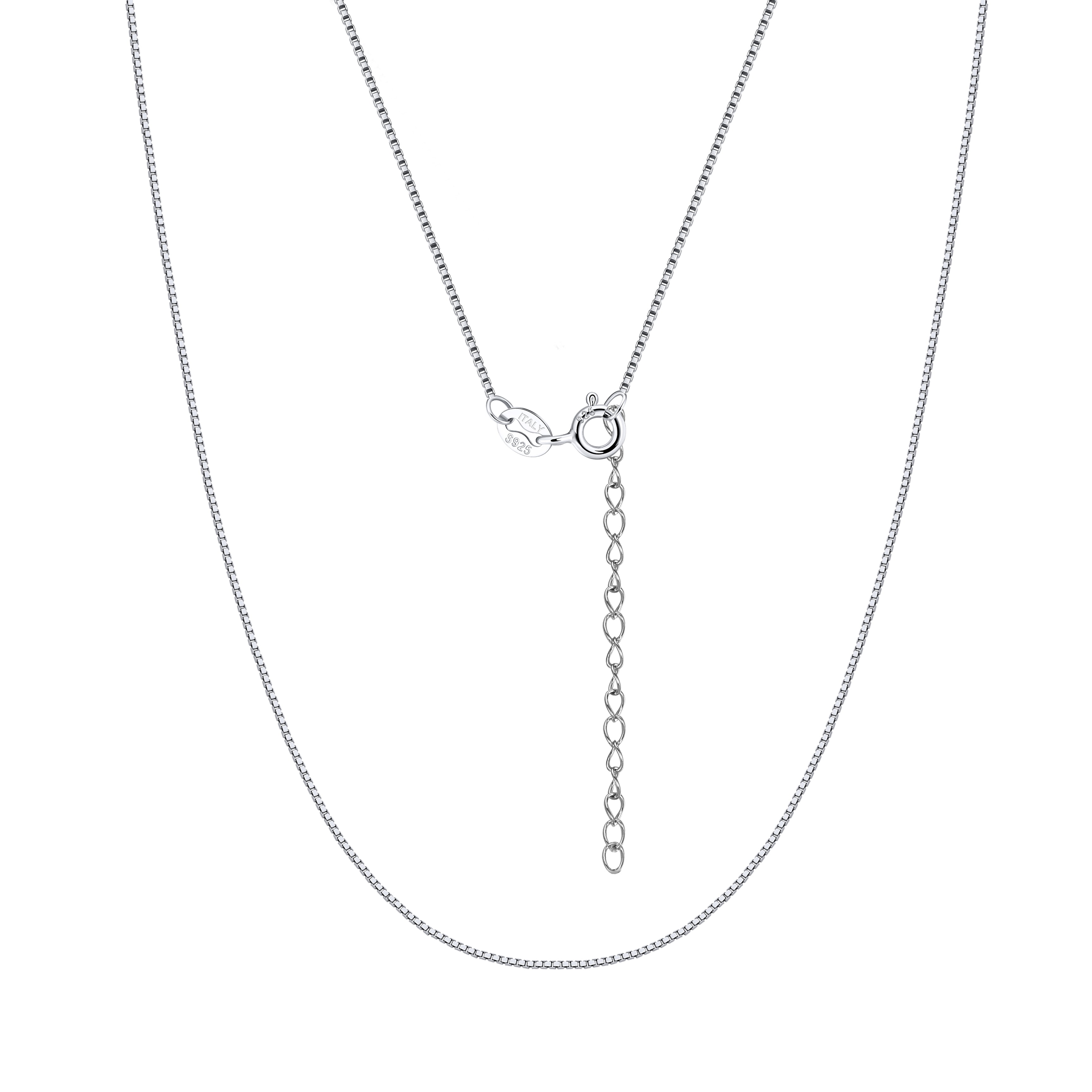 Box Chain for Women by Ginger Lyne 22-24" Adjustable Sterling Silver Necklace for Men | 1mm Width