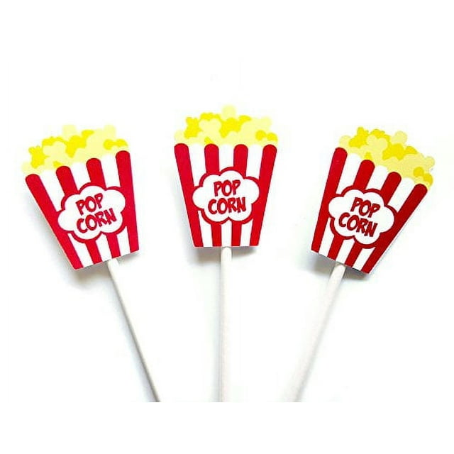 Box Cupcake Toppers, Movie Party Cupcake Toppers, Movie Night Cupcake