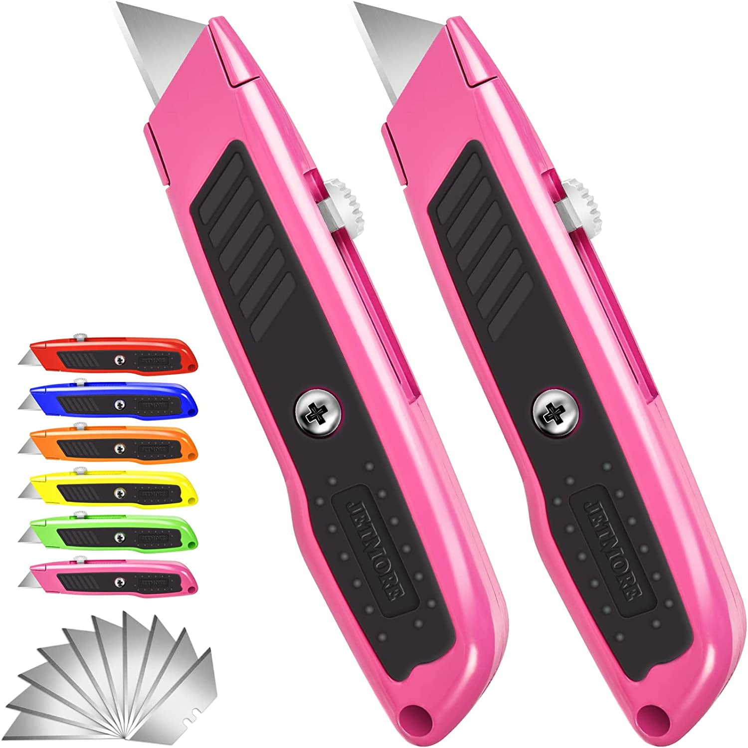 Box Cutter, 2 Pack Pink Utility Knife, Durable Razor Knife, Box Opener ...