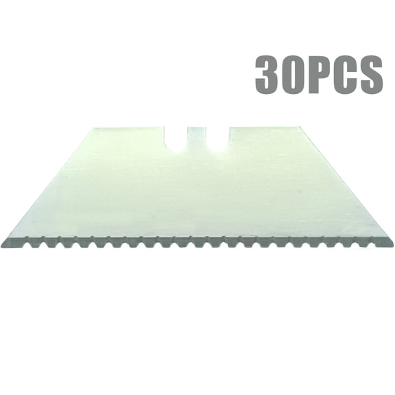 Box Cutter Blades 30 Pack Trapezoidal serrated blades Utility Knife Blades SK5 Steel Heavy Duty Replacement for with Storage Box for Roofing Cardboard Carpet Various Materials